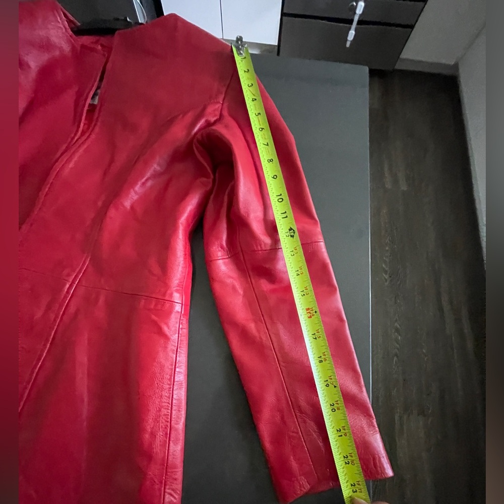 Women's Red Leather Jacket - Picture 7 of 7